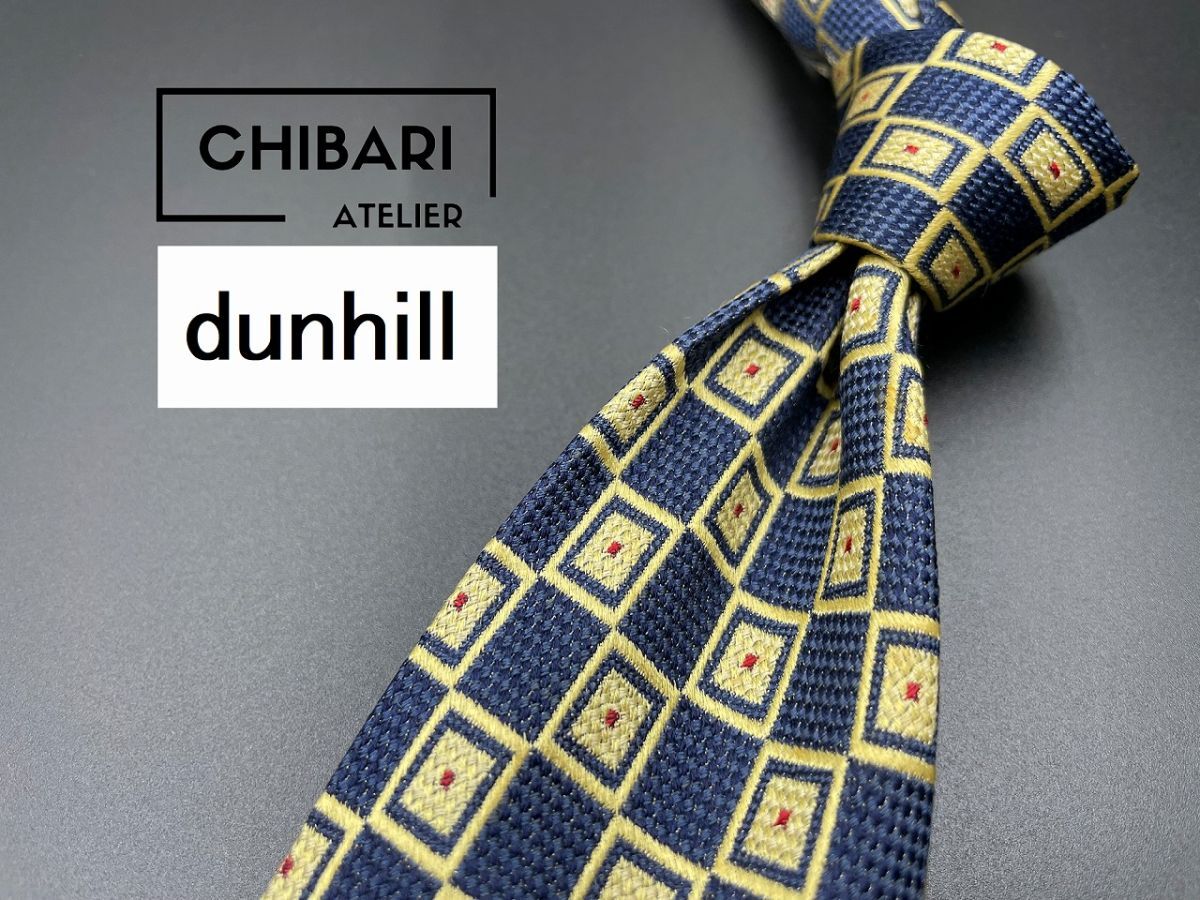 dunhill ダンヒル ロゴ＆ドット柄 ネクタイ 3本以上送料無料 ネイビー 0401071の画像1