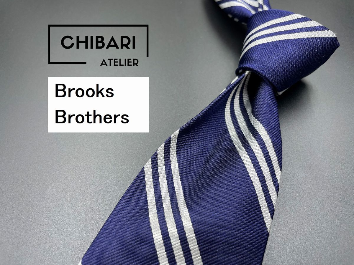 【新古品】BrooksBrothers　ブルックスブラザーズ　レジメンタル柄　ネクタイ　3本以上送料無料　ネイビー　0402153_画像1