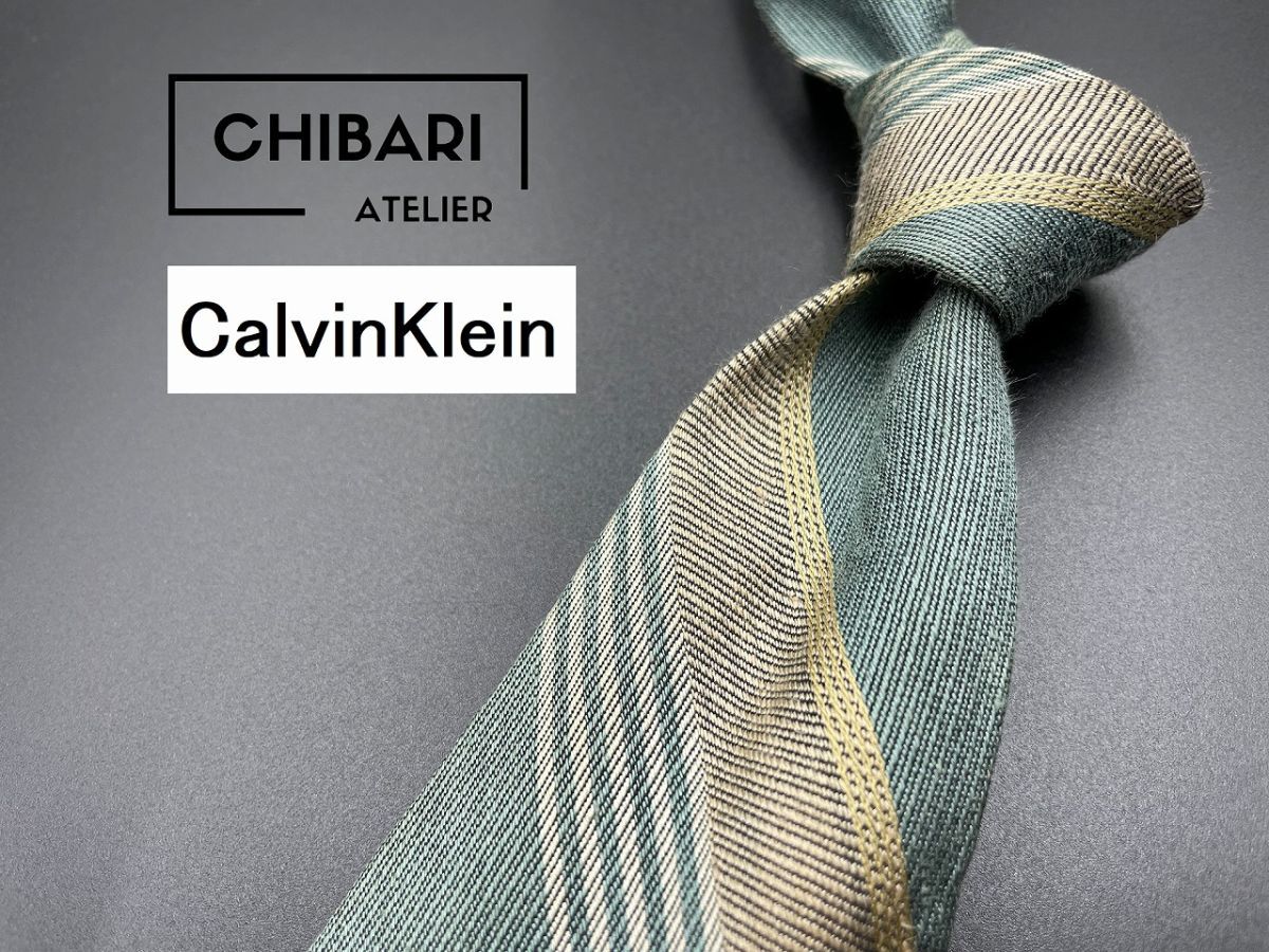 [ beautiful goods ]CalvinKlein Calvin Klein reji men taru pattern necktie 3ps.@ and more free shipping green group 0403041