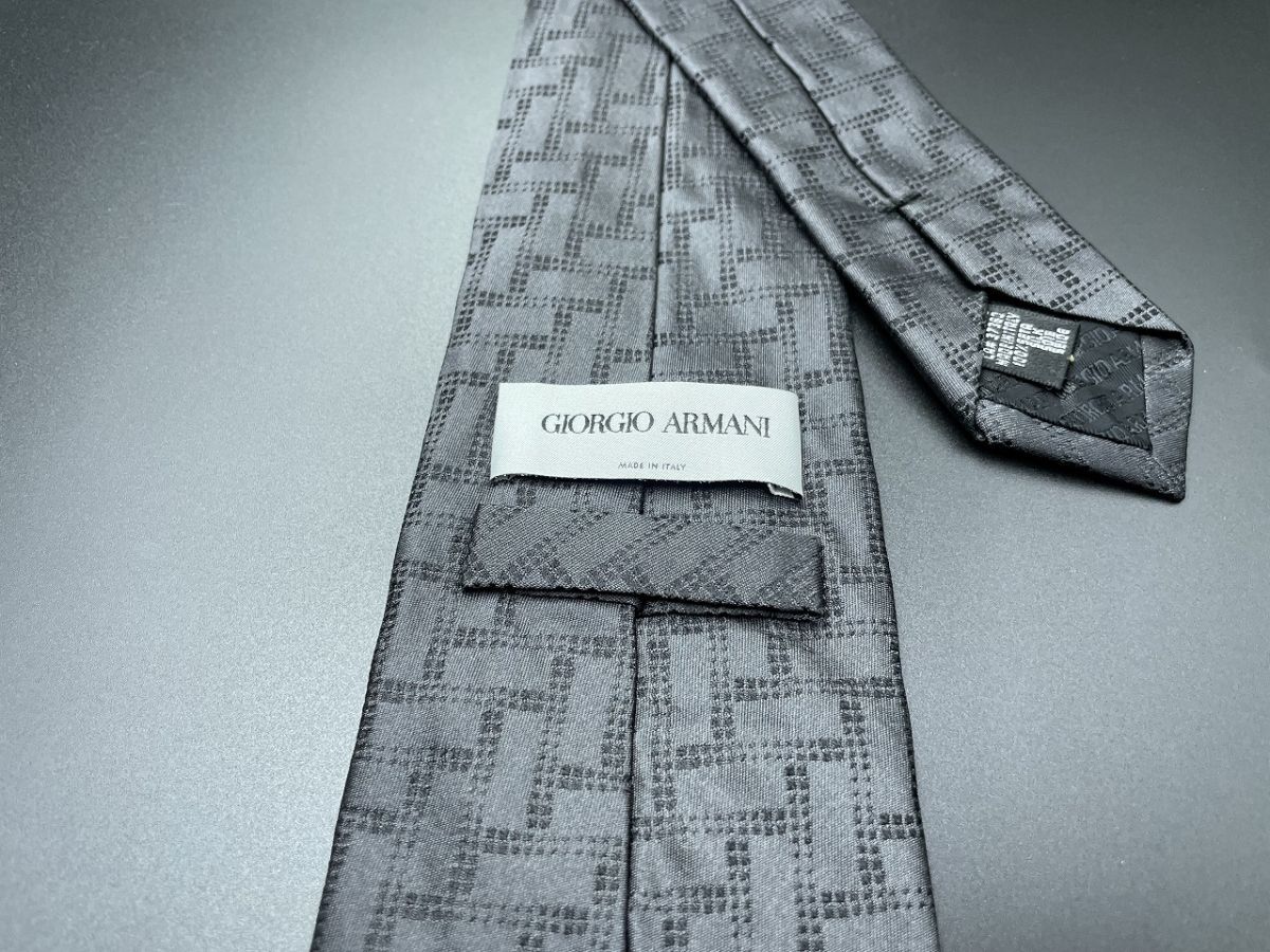[ new old goods ]GIORGIO ARMANI Armani shadow check pattern necktie 3ps.@ and more free shipping black lustre 0403019