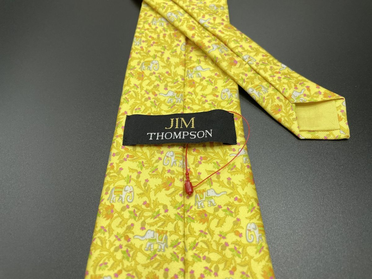 [ new old goods ]JimThompson Jim Thompson elephant san pattern necktie 3ps.@ and more free shipping yellow 0403220