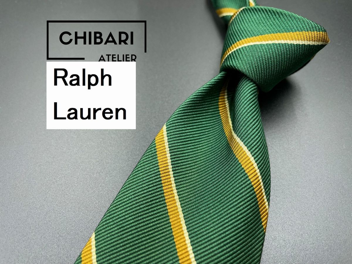 Ralph Lauren ラルフローレン レジメンタル柄 ネクタイ 3本以上送料無料 グリーン 0403043の画像1