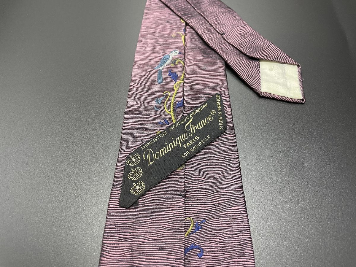 【超美品】DominiqueFrance　ドミニクフランス　刺繍柄　ネクタイ　3本以上送料無料　パープル系　0404066_画像2