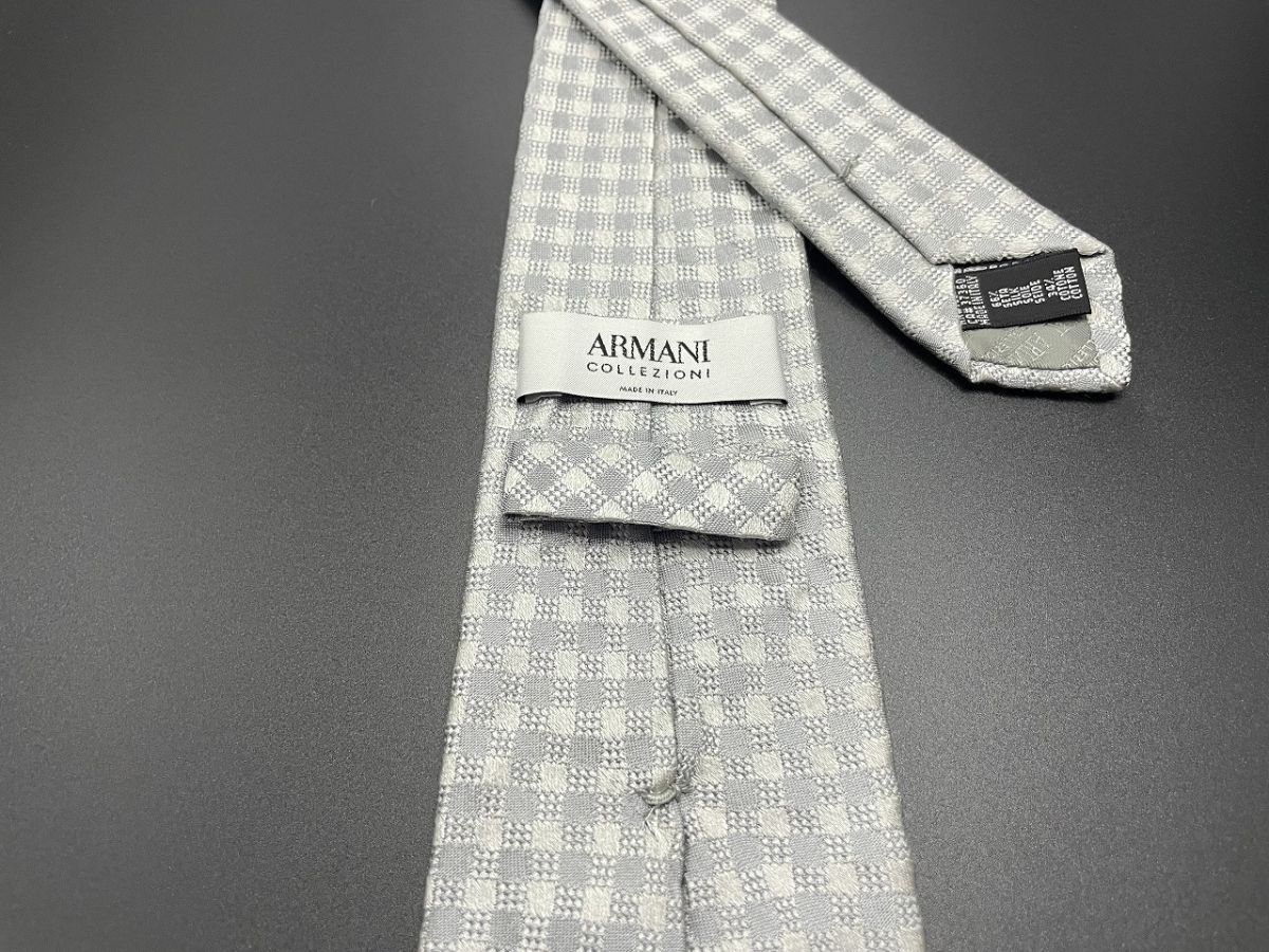 ARMANI COLLEZIONI　アルマーニ　ロゴレタッチ柄　ネクタイ　3本以上送料無料　シルバーグレイ　0501007_画像2