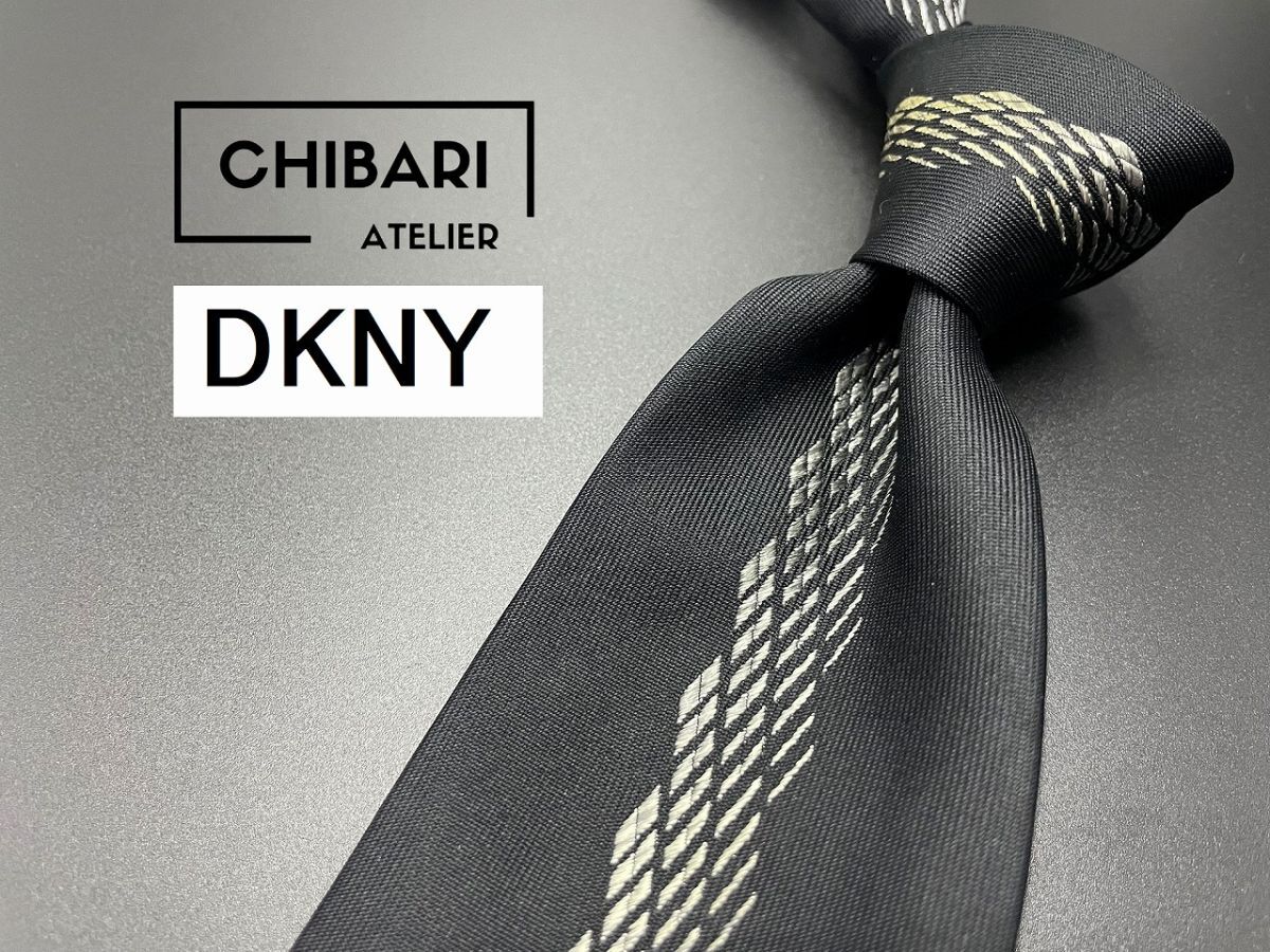 DKNY　ダナキャラン　ストライプ柄　ネクタイ　3本以上送料無料　ブラック　0501029_画像1