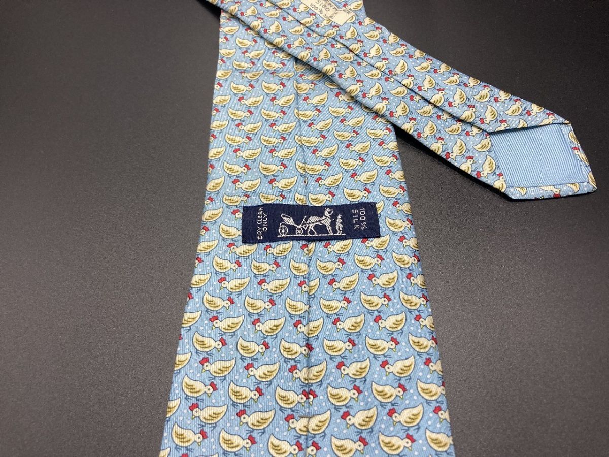 [ очень красивый товар ]HERMES Hermes курица san рисунок галстук 3шт.@ и больше бесплатная доставка оттенок голубого 0501133