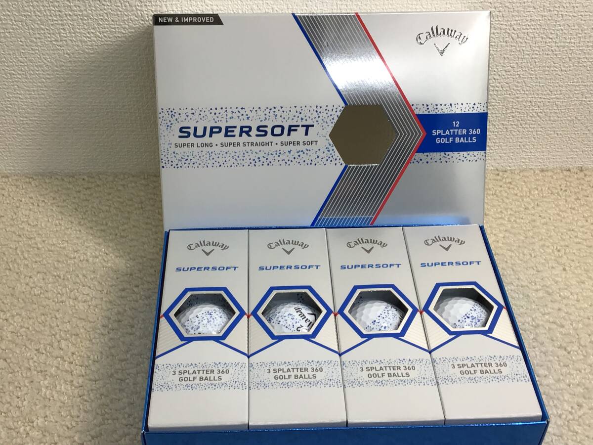 ★ 未使用 ★ Callaway SUPER SOFT SPLATTER 360 キャロウェイ スーパーソフト スプラッター360 ブルーボール 1ダース ゴルフボールの画像1