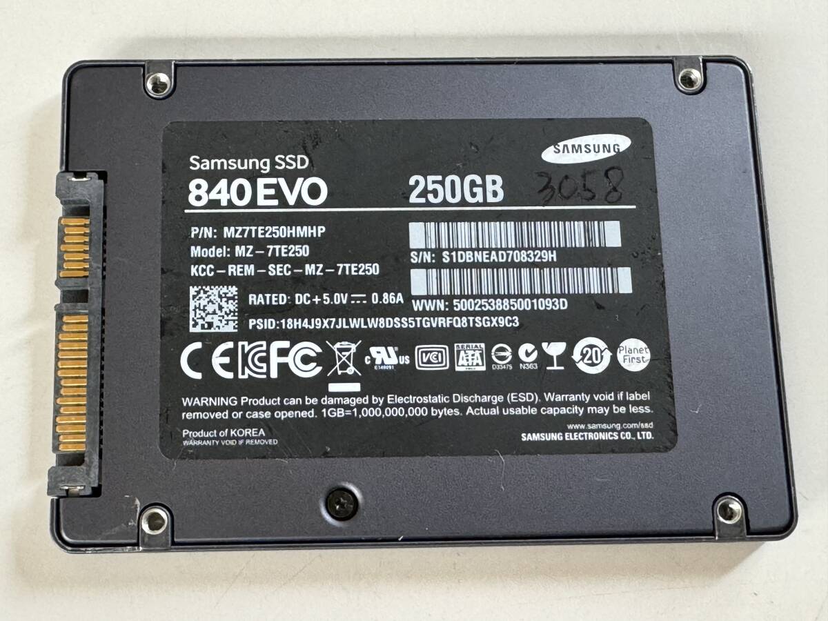 SAMSUNG【動作確認済み】SSD 250GB　3058_画像1