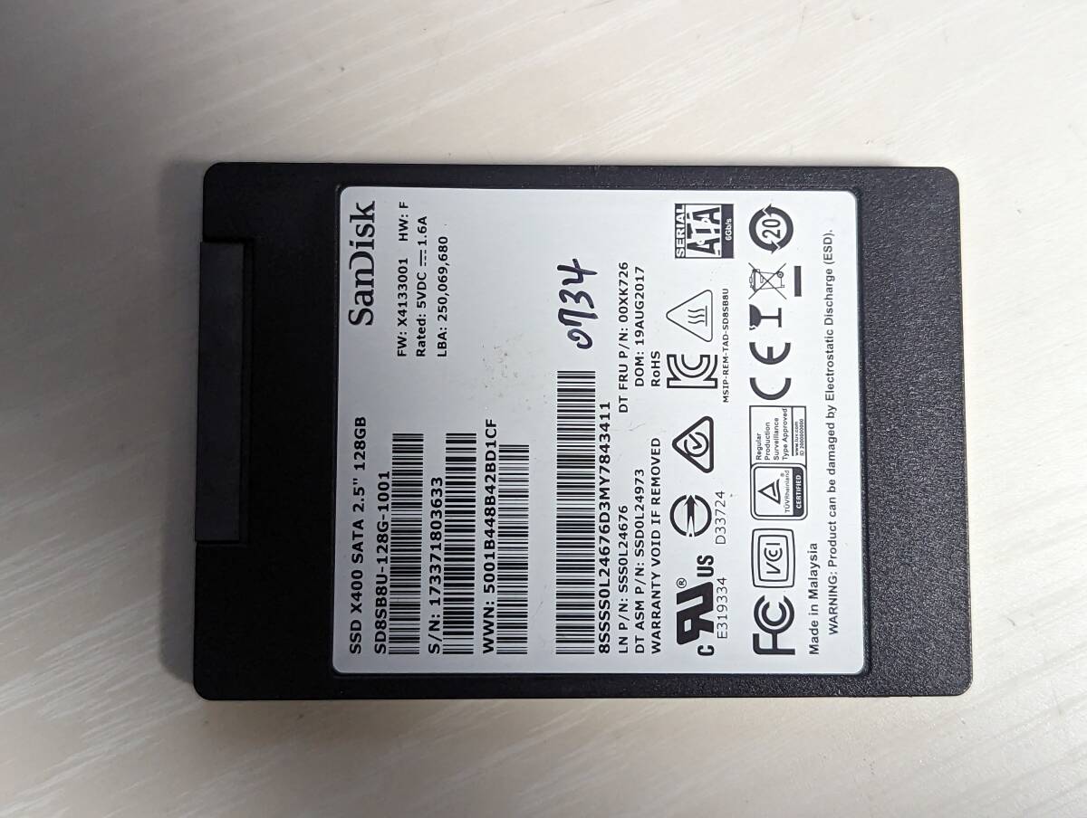 SanDisk SSD 128GB【動作確認済み】0734の画像1
