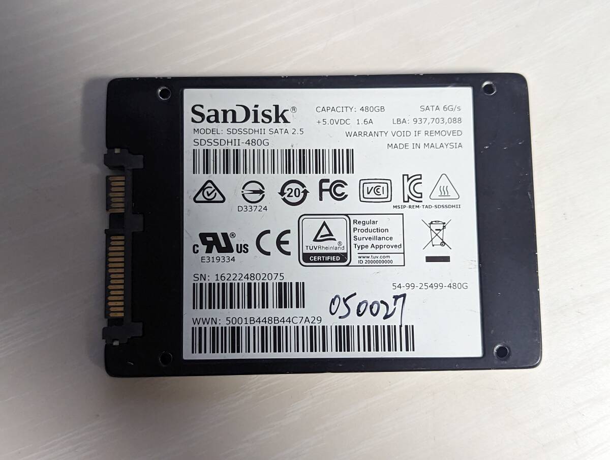  SanDisk SSD 480GB【動作確認済み】050027 の画像1
