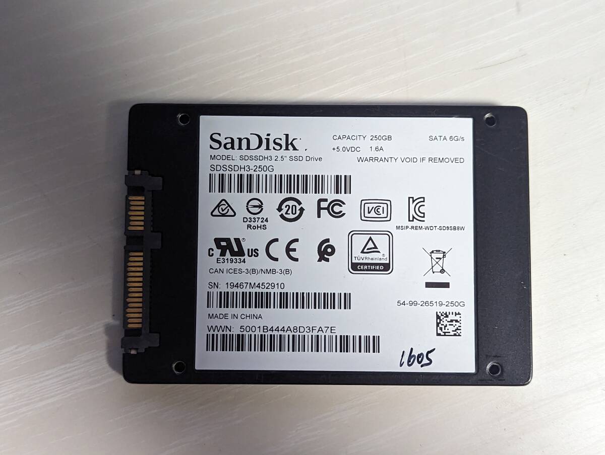 SanDisk SSD 250GB【動作確認済み】1605 の画像1