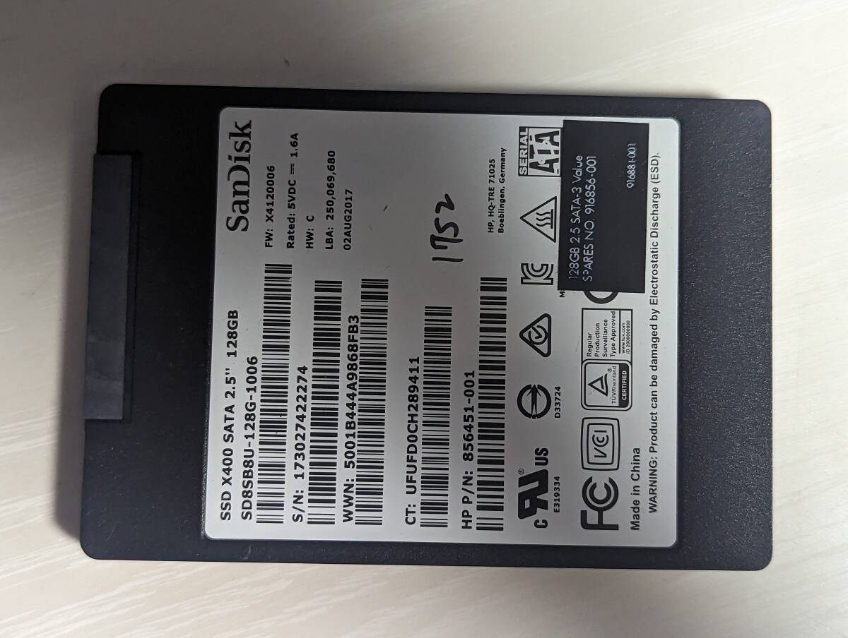 SanDisk　SSD 128GB【動作確認済み】1752_画像1