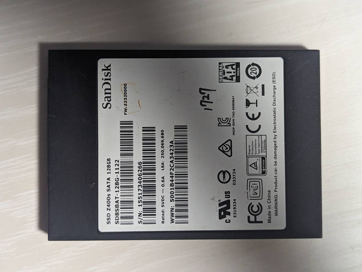 SanDisk SSD 128GB【動作確認済み】1727の画像1