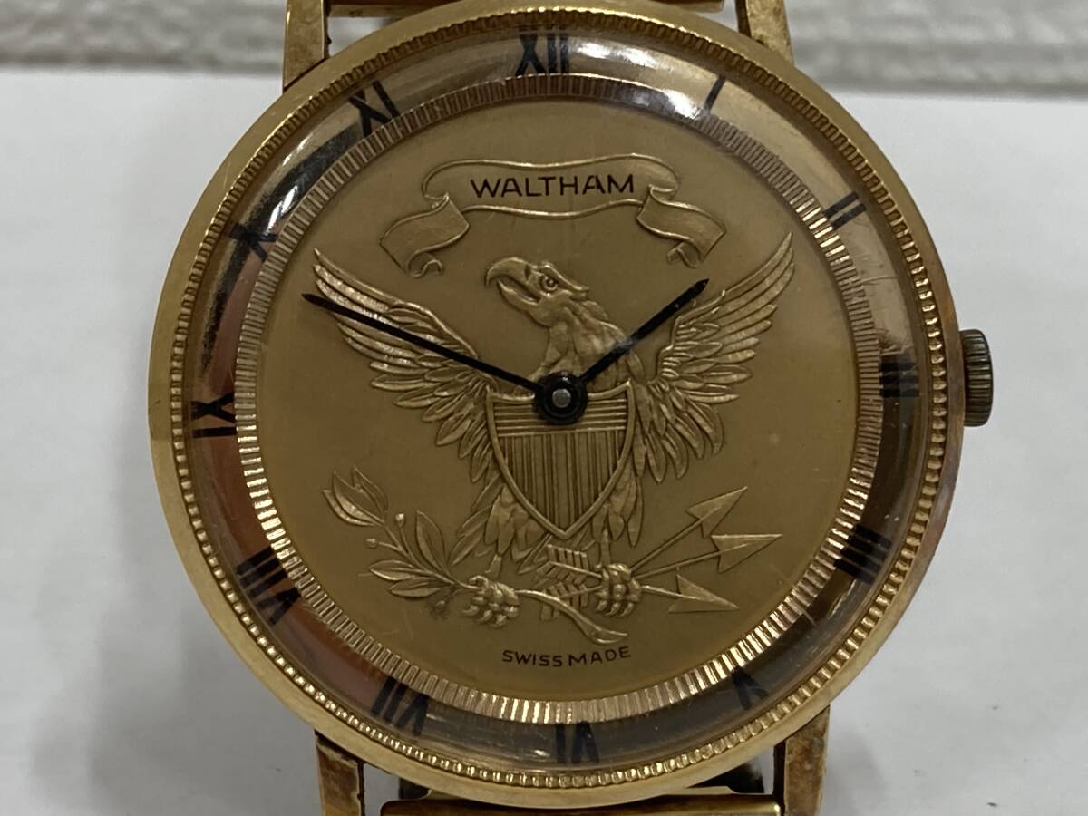 233-1* WALTHAM ウォルサム 手巻き コインウォッチ イーグルコイン ウォッチ メンズ 腕時計 ベルト社外 不動品 現状品の画像3