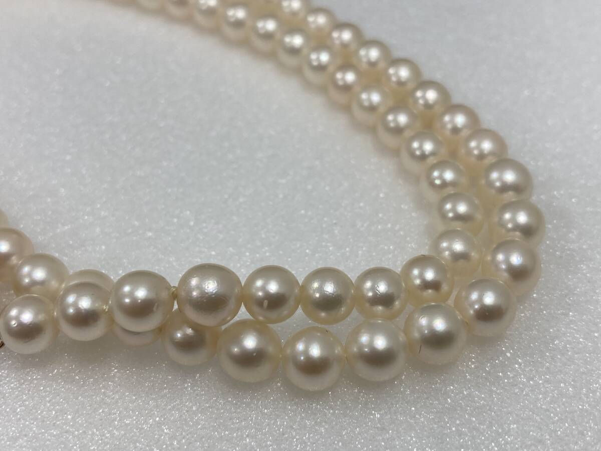 160* 留め具 K18 18金 PEARL パール 真珠 ネックレス パールサイズ最大6.3mm 全長約28.8cm アクセサリー レディース ケース付 現状品_画像5