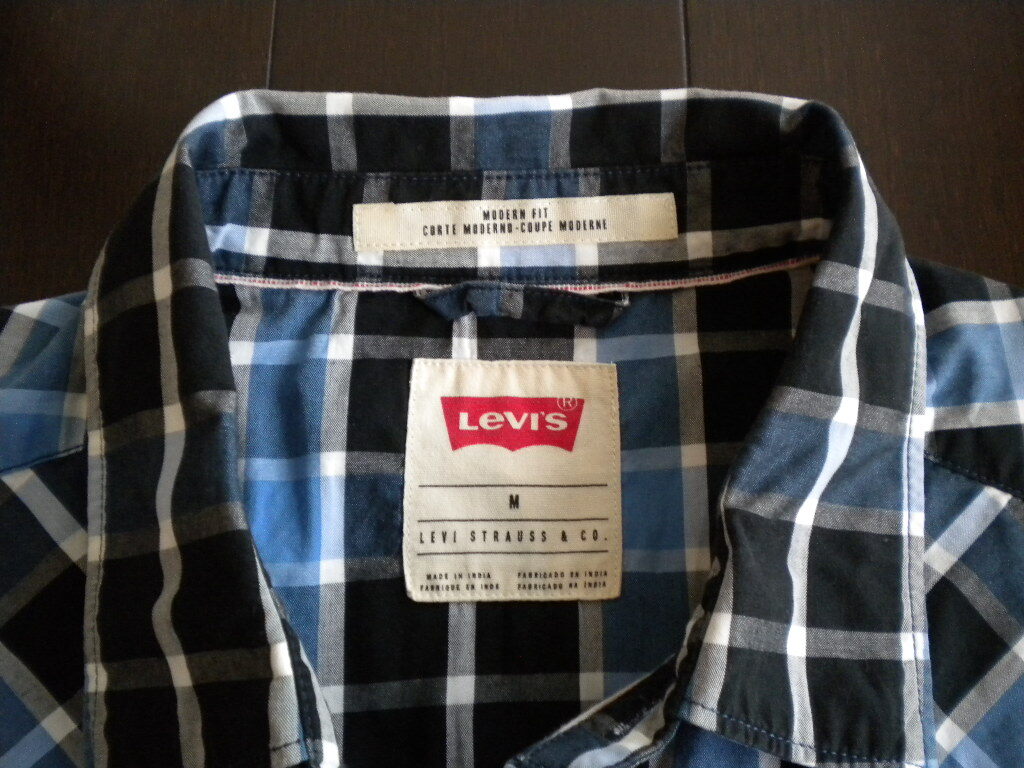 Levis リーバイス メンズ 半袖シャツ ブルーチェック柄 サイズM 古着美品 送料無料！の画像3