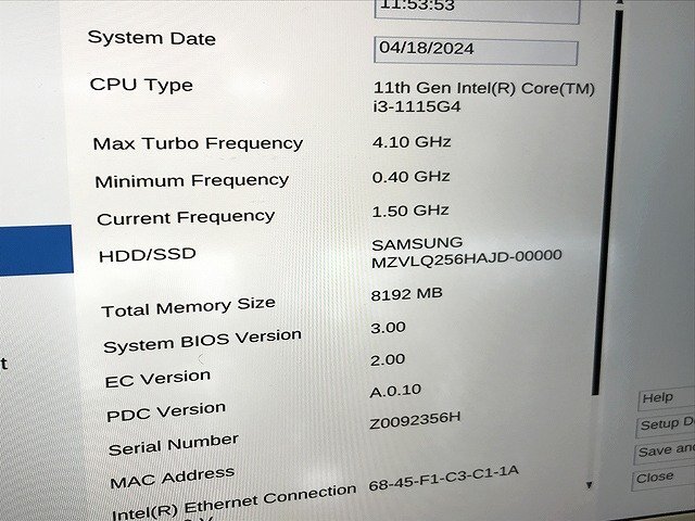 SDG44120相 東芝 ノートPC P1-S3PN-BW Core i3-1115G4 メモリ8GB SSD256GB ジャンク 直接お渡し歓迎の画像2