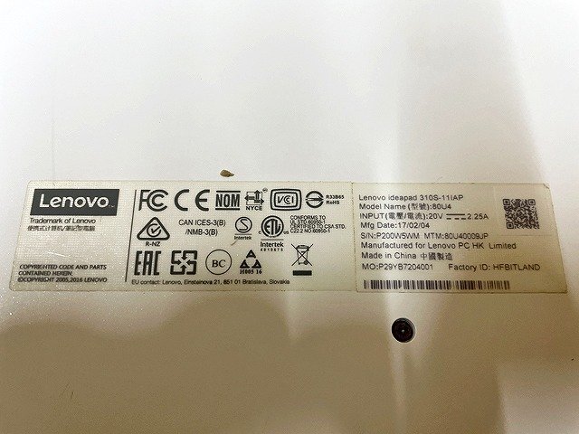 SMG44179相 Lenovo ノートPC 80U4 Celeron N3350 メモリ4GB SSD128GB 現状品 直接お渡し歓迎の画像9