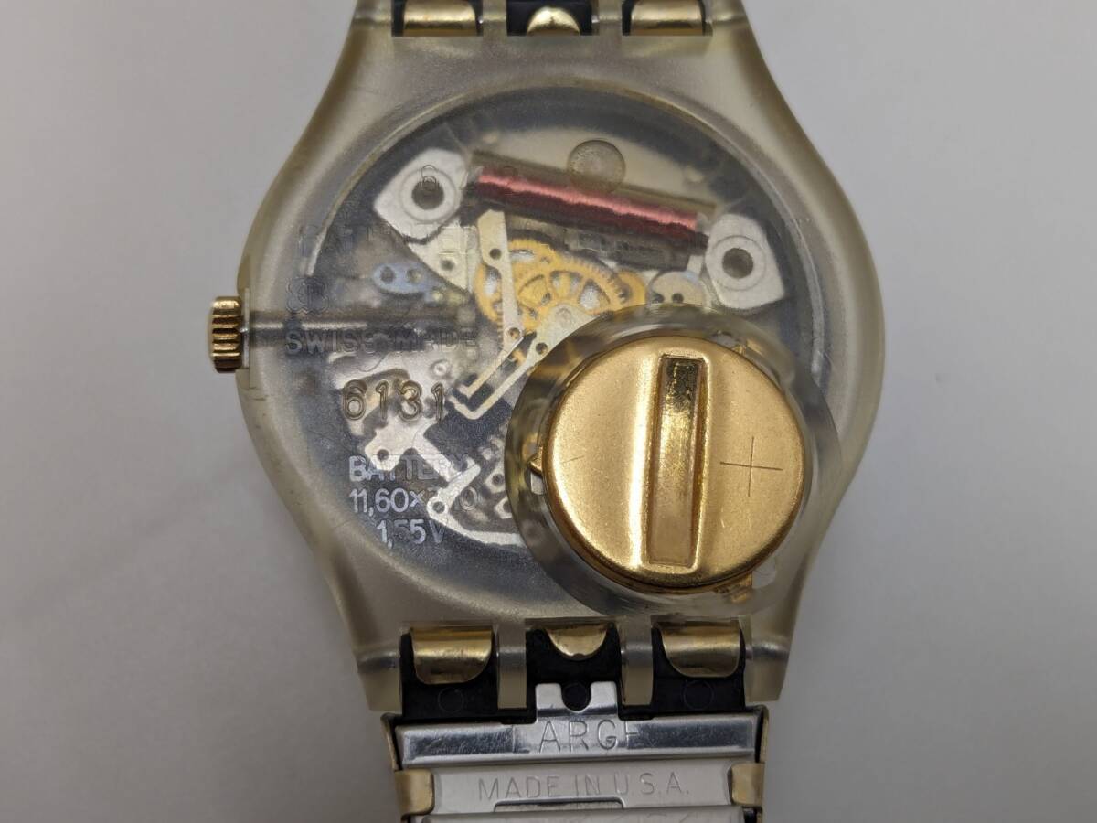 【RG-1596】【1円～】Swatch スウォッチ 時計 メンズ クオーツ ベルト伸縮性有 ケース付き 電池切れ 不動品 ジャンク 中古品 保管品 現状品の画像7