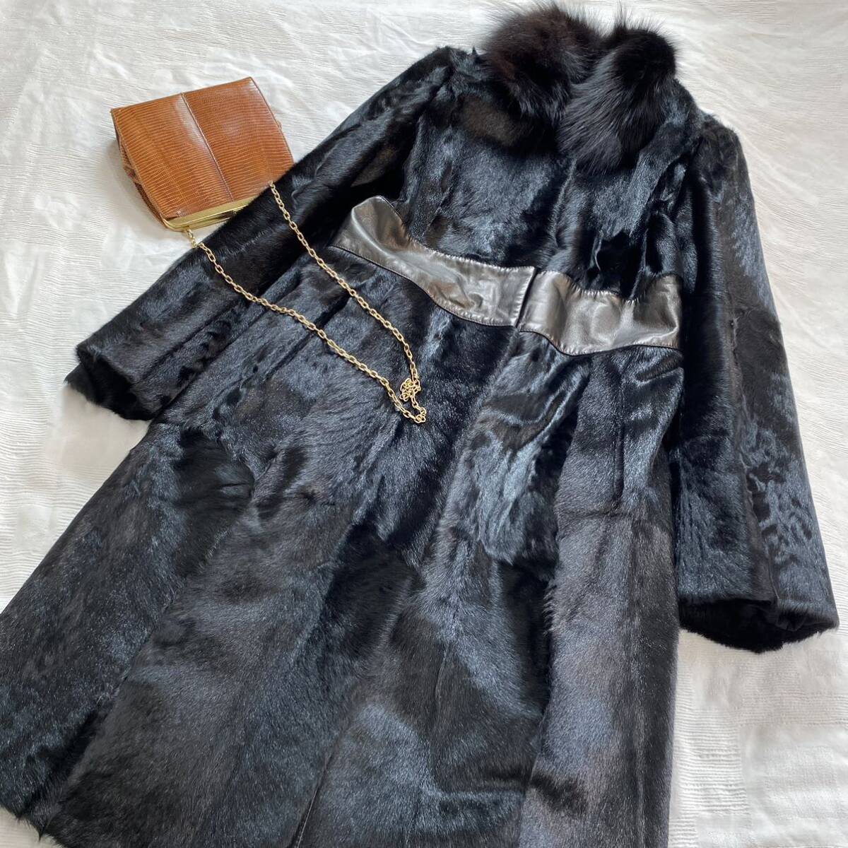 イタリア製】Aigner アイグナー リアルファー 毛皮 羊革 中綿 イタリア製】Aigner アイグナー リアルファー 毛皮 羊革 中綿