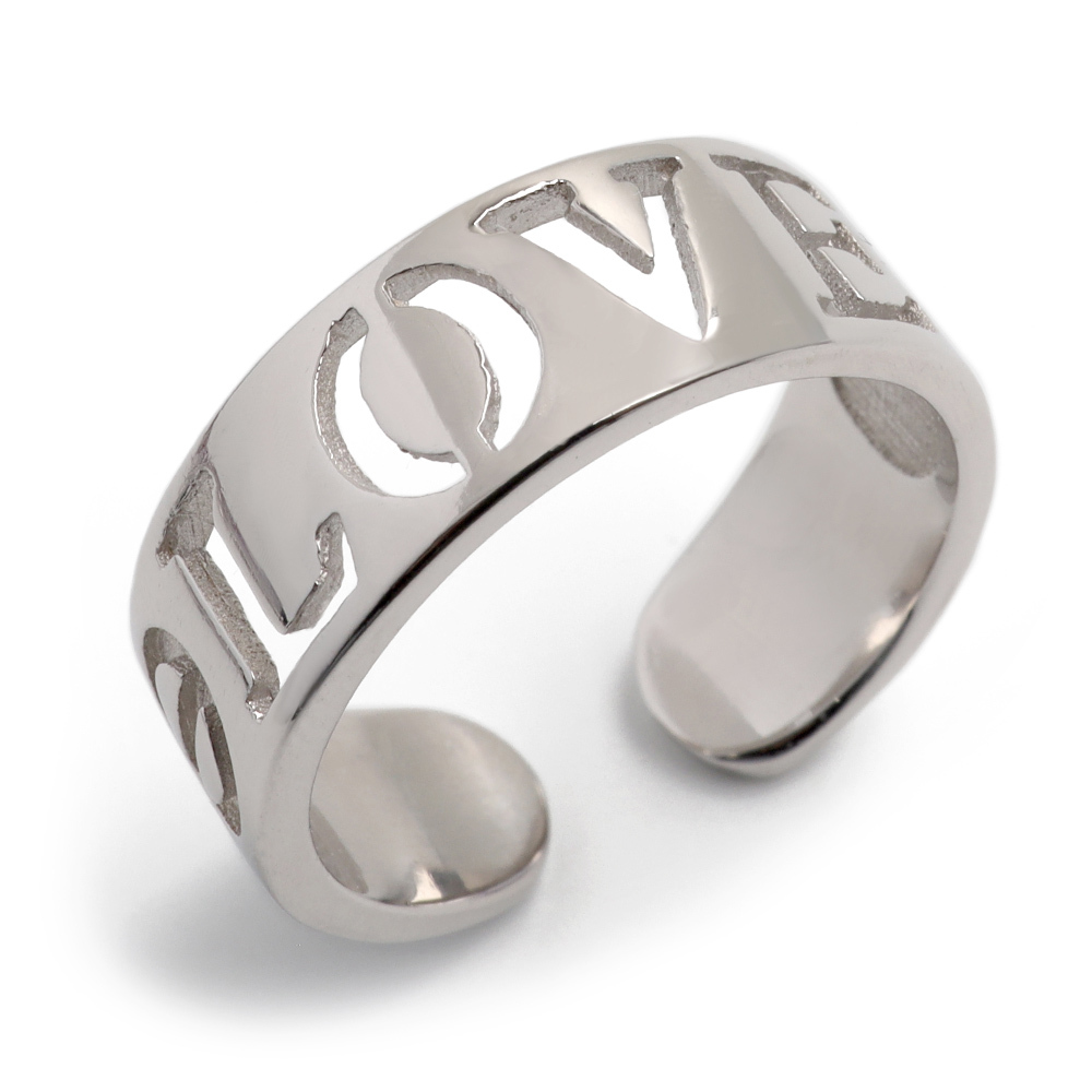 リング レディース シルバー925 フリーサイズ メッセージリング LOVE 平打ち シルバー 銀色 指輪 金属アレルギー_画像9