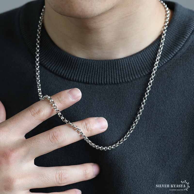 シルバー925 ロールチェーン ネックレス 幅4mm 60cm ネックレスチェーン 太め メンズ 男性 金属アレルギー対応_画像6