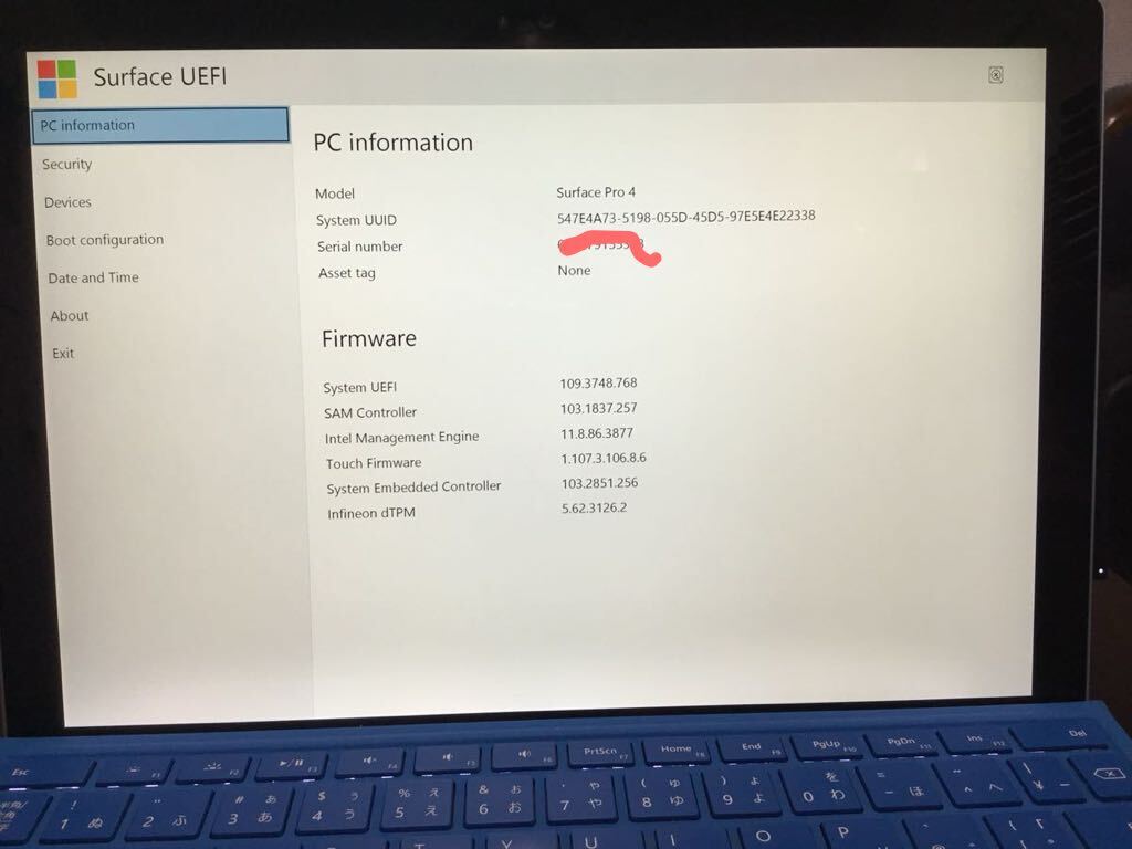 中古☆Surface Pro４ 12インチ 1724（１６）ノートパソコン ４GB 128GB Windows１１Proの画像2