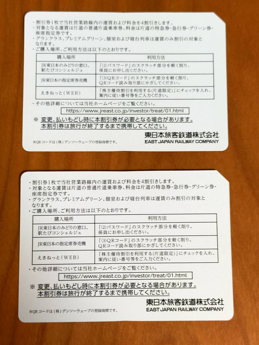 JR東日本株主優待割引券（４割引）2枚の画像2