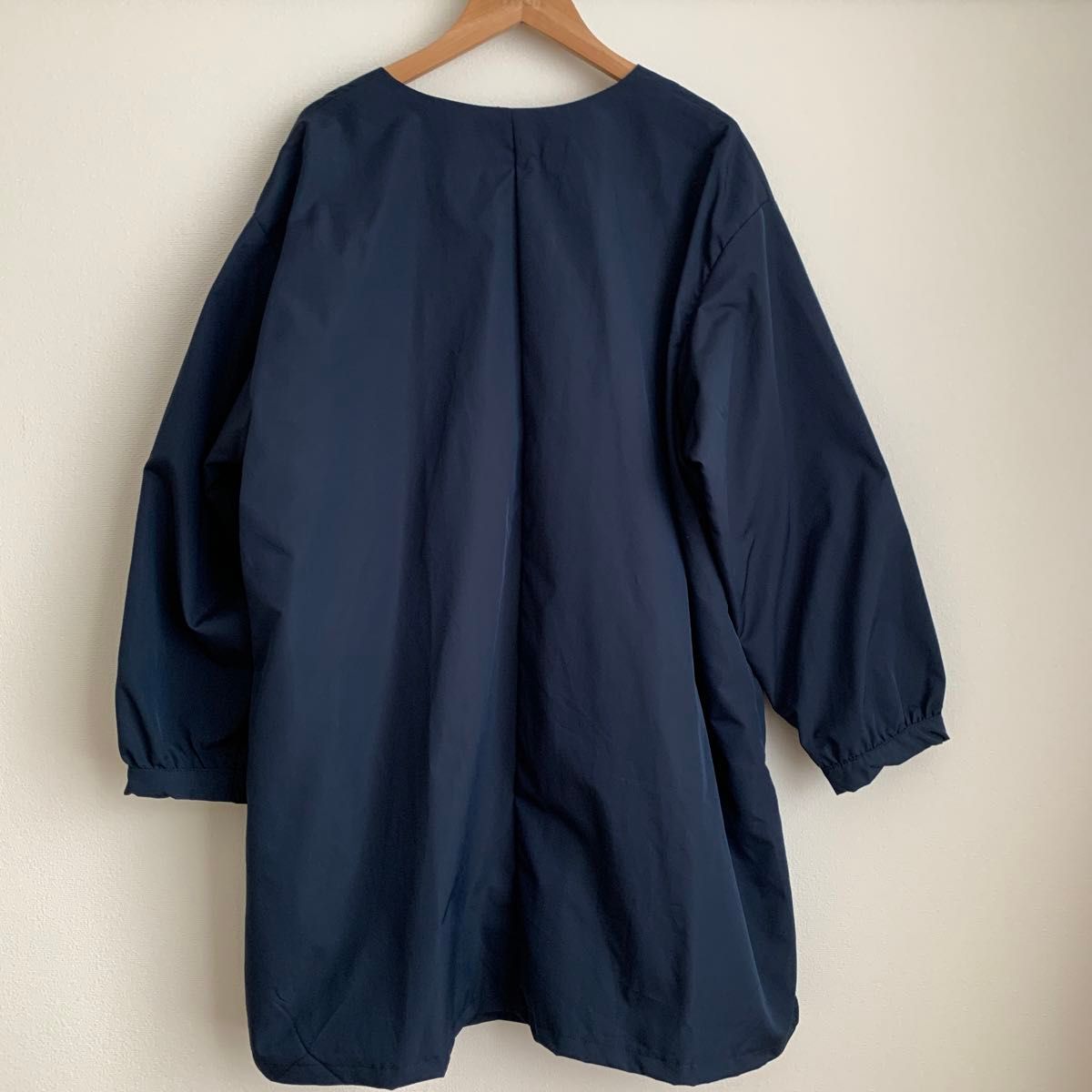 【新品】春物ノーカラーコート スプリングコート　羽織り　ネイビー　紺　4L  オーバーサイズ　ゆったり　大きめ