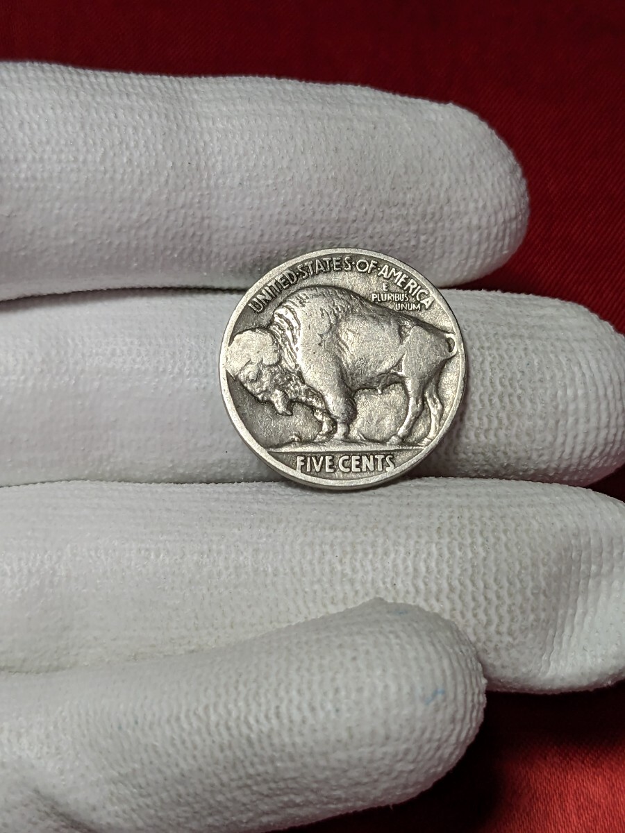 アメリカ　5セント白銅貨　1927年　【バイソン・部族の長】 　　　玉ちゃんNo.3314 _画像6