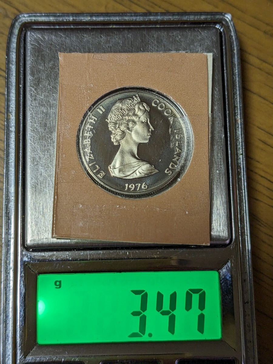 クック諸島　5セント・プルーフ白銅貨　1976年 　【プルーフミントセット出し・発行枚数17.658枚・ハイビスカスの花】　　玉ちゃんNo.3336_画像4