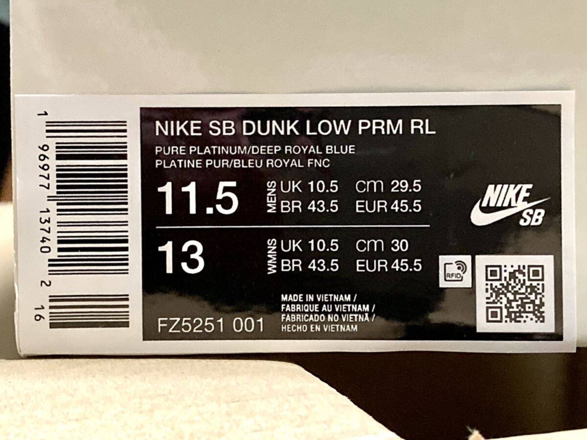 新品 29.5cm Rayssa Leal Nike SB Dunk Low PRM ライッサ レアウ ダンク US11.5 Pure Platinum and Vivid Purple ホワイト パープル_画像10