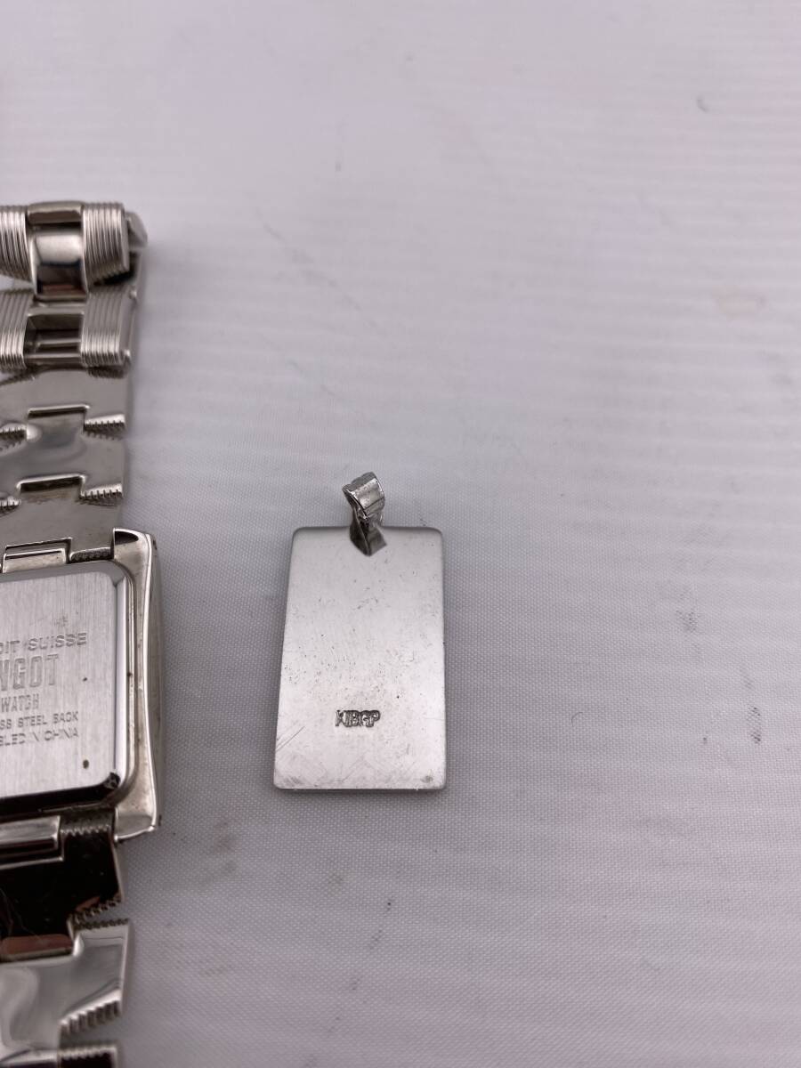 【1円スタート】 クレディスイス シルバー インゴット 腕時計 ジャンク品 純銀の画像3