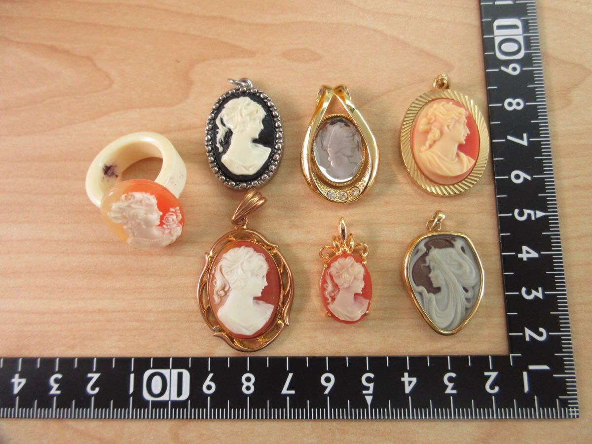 【D72】カメオ CAMEO カメオ系 ペンダントトップ ネックレストップ リング 指輪 ヴィンテージ アクセサリー 大量 まとめ売り まとめ TIAの画像8