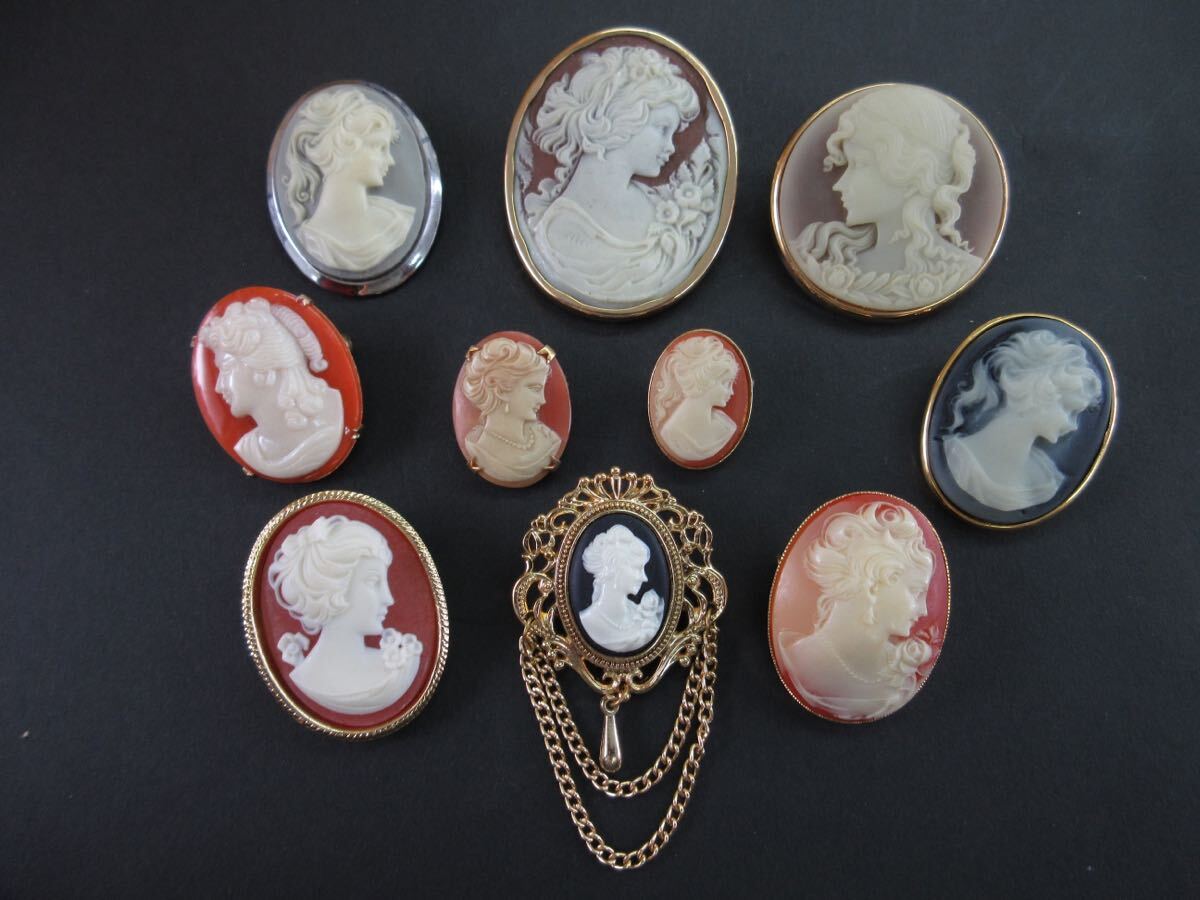 【B33】 カメオ CAMEO カメオ系 ブローチ スカーフリング ヴィンテージ ビンテージ アクセサリー 大量 まとめ売り まとめ TIAの画像1