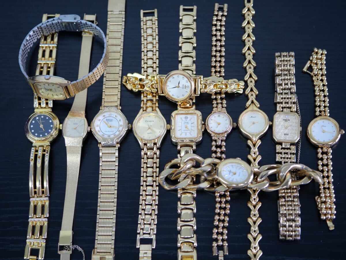 【k7】★60サイズ ゴールドカラー 時計 腕時計 動作未確認 アクセサリー 大量 まとめ売り まとめ TIA_画像1