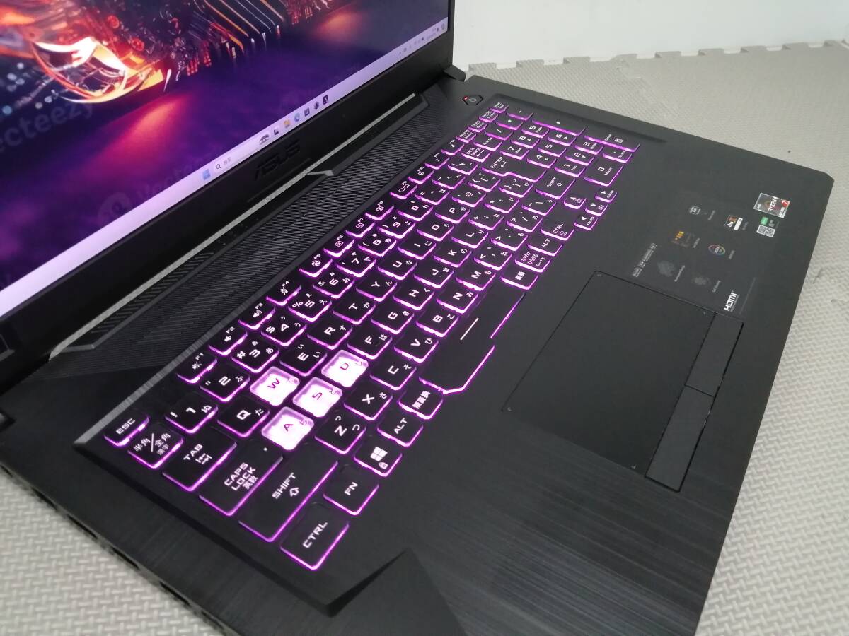 美品♪高速NVMe.SSD512GB新品 ゲーミング ASUS Ryzen7 4800H GTX1660Ti win11Home 16G office2019/17.3インチFULL/Bluetooth/バッテリー新_画像2