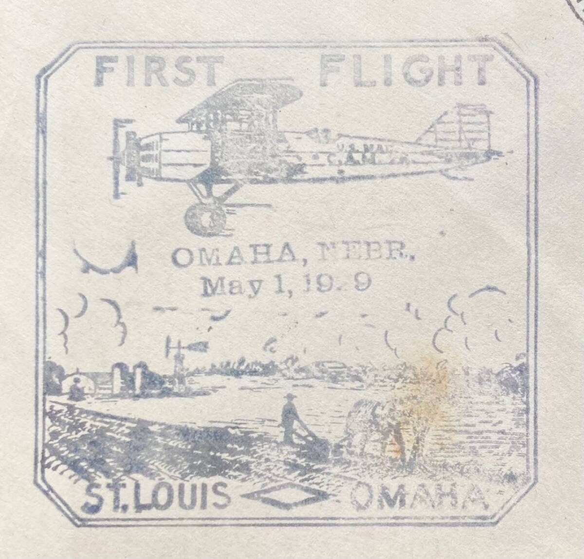 [ America ]1929 год первый период FFC~OMAHA-ST. LOUIS Sc #C11(5c).*. лист машина дизайн резина печать kashe вдавлено хорошая вещь 