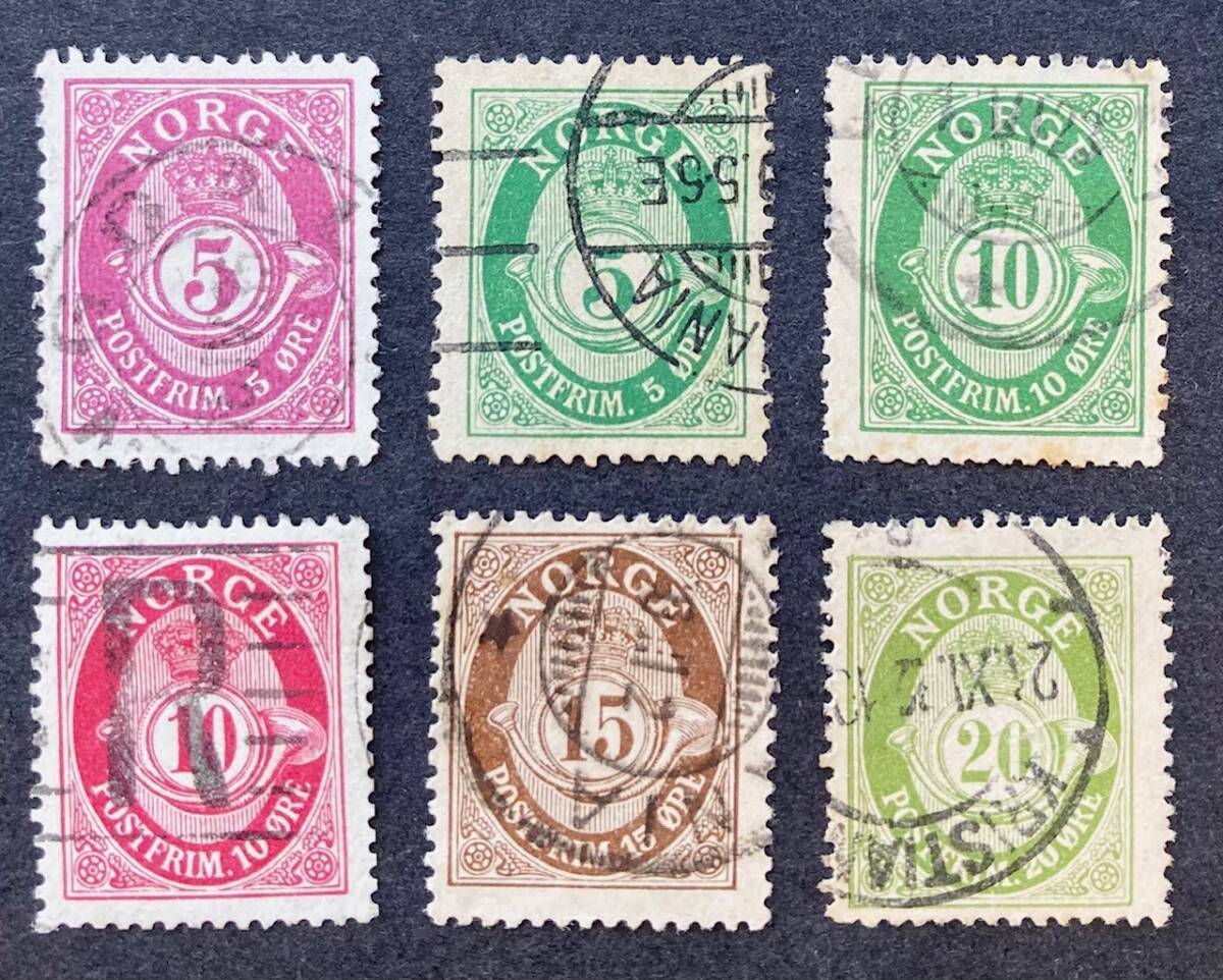 【ノルウェー】1893-1927年発行：普通切手（国名セリフ有＋ホーコン7世肖像）22種 使用済 良品～美品の画像4
