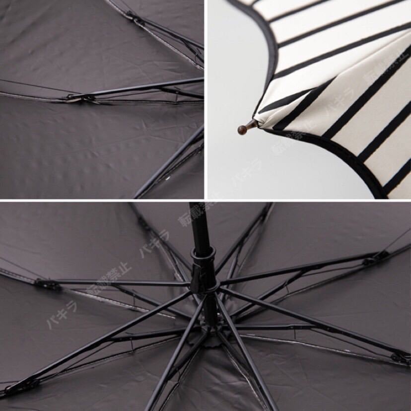 ストライプ 頑丈 晴雨兼用 折りたたみ傘 遮光 UVカット 撥水加工 紫外線対策_画像4