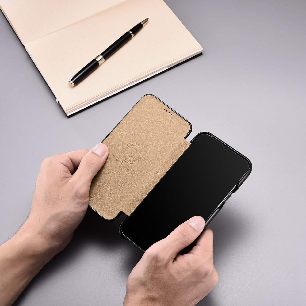 [ regular goods ]iCARER iPhone 12mini 5.4 -inch for original leather notebook type bending line Vintage leather f lip case magnet adsorption Curved Edge G150 red 