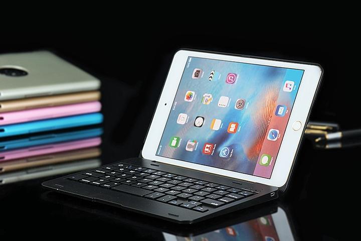 F1/F1＋ iPad mini5/mini4用 Bluetooth ワイヤレス キーボード ハード ケース ノートブックタイプ ブラック_画像1