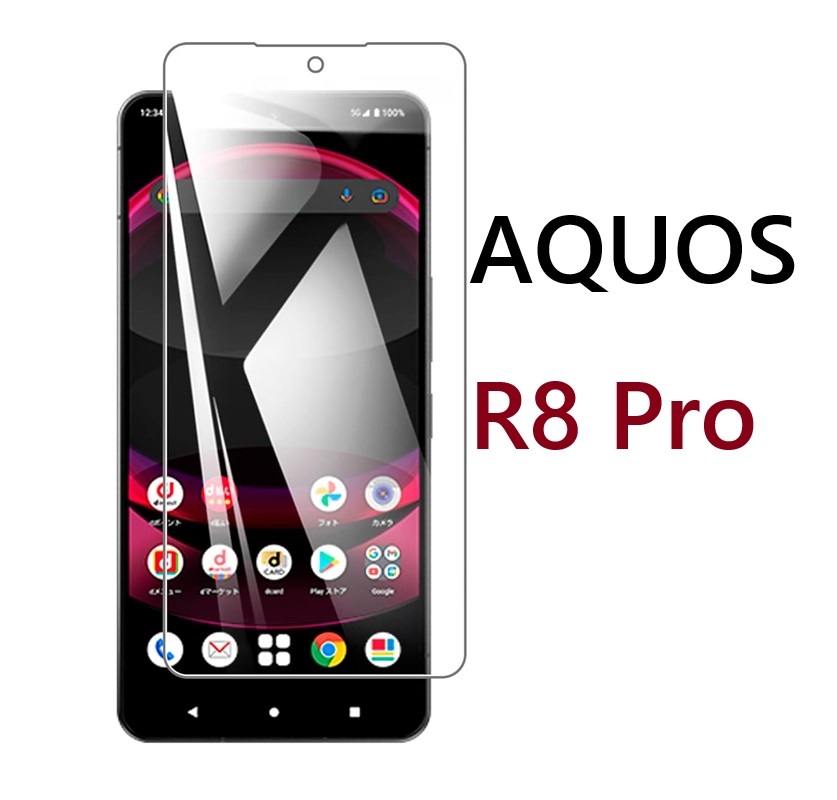 AQUOS R8 Pro 用 2.5D ガラス 液晶フィルム 高透過性 硬度9H 指紋 汚れ防止 飛散防止 ブルーライトカット_画像1