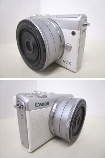 4420RNZ*Canon Canon EOS M100 беззеркальный однообъективный камера EF-M 22mm 1:2 STM белый зарядное устройство, аккумулятор 2 шт имеется * б/у 