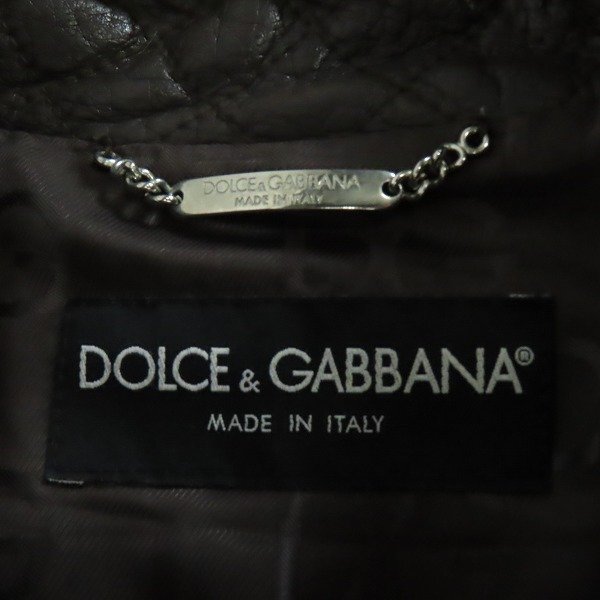 ☆DOLCE&GABBANA/ドルチェ&ガッバーナ ラムレザー キルティングライダースジャケット 48 /080_画像3