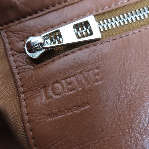 LOEWE/ロエベ フォールドショッパー ロゴ入り ダブルハンドル ペーパー カーフ/レザー トート バッグ /080の画像5