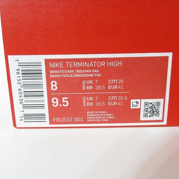 【未使用】NIKE/ナイキ TERMINATOR HIGH/ターミネーター ハイ スニーカー FB1832-001/26 /080の画像10