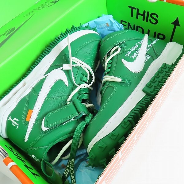 Off-White×NIKE/オフホワイト×ナイキ AIR FORCE 1 MID SP LTHR Pine Green/パイン グリーン DR0500-300/27.5 /080の画像9