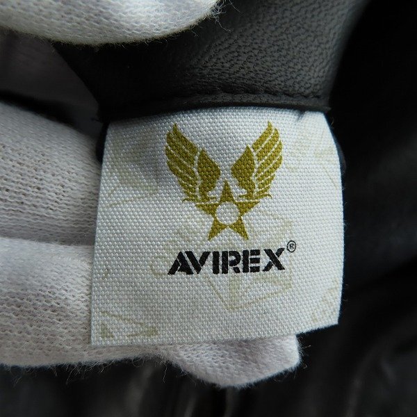 ☆AVIREX/アヴィレックス ラムレザー シングルライダースジャケット XL /080の画像4