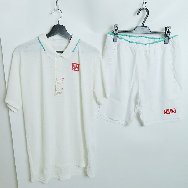 (3)【未使用】UNIQLO/ユニクロ テニスウェア フェデラーモデル ポロシャツ ショートパンツ ソックス 3点セット XL/M/25-27㎝ /060_画像2